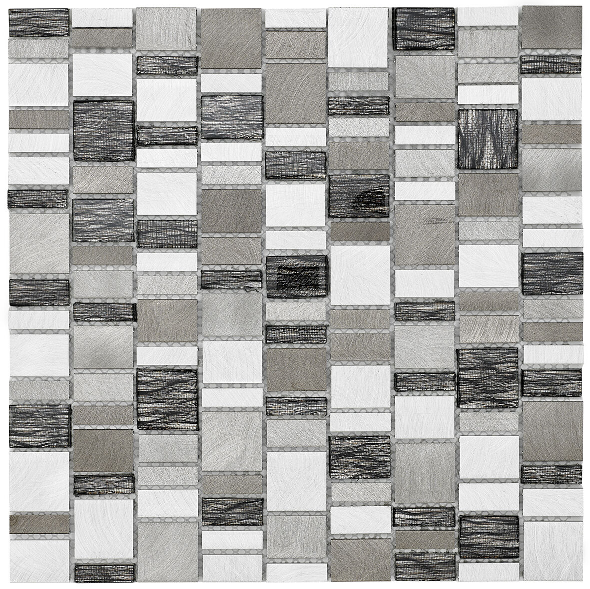 Chrome Copper Glass & Metal Linear Mix Size Mosaic